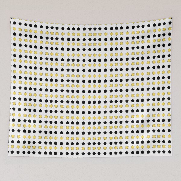 Item preview, Yellow Stars and Black Pentagons on White background pattern designed and sold by fev-rocks.