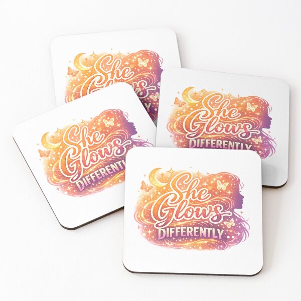 Item preview, She Glows Differently – Empowered Feminine Aura Typography Design designed and sold by Nusha Creations.