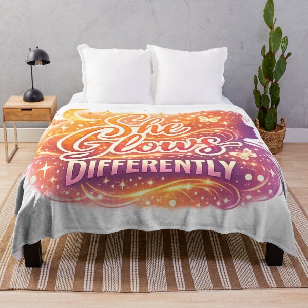 Item preview, She Glows Differently – Empowered Feminine Aura Typography Design designed and sold by StickyDelights.
