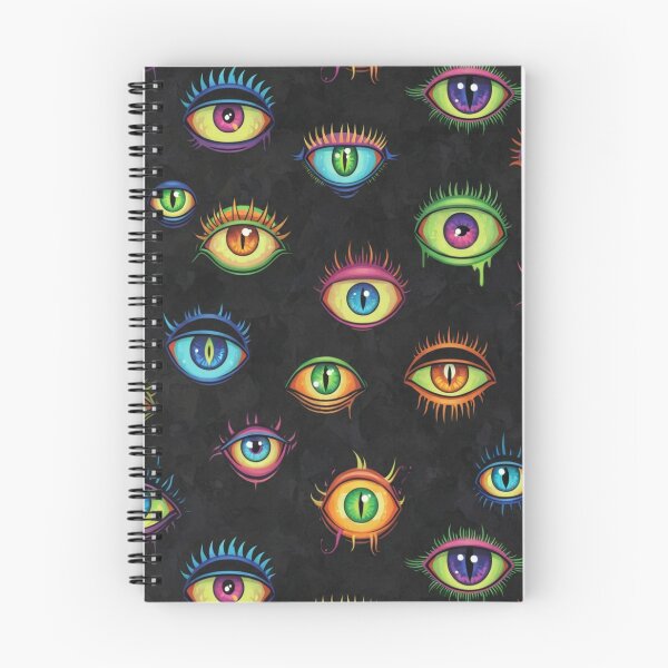 Item preview, Neon Creepy Eyes Horror Pattern on Black designed and sold by Fabricbella.