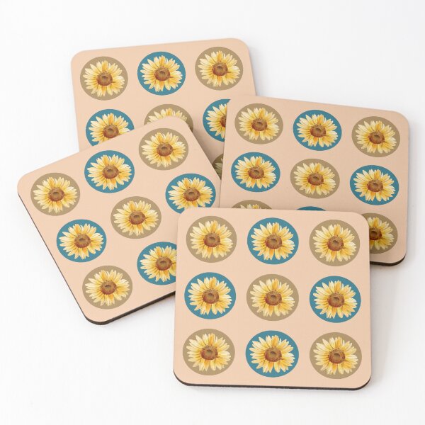 Item preview, Sunflower Sticker Pack Circles Spring Summer Stickers Prints Posters Wall Art Magnet Home Coffee Cup Decoration TShirt Stationary Notebook Magnet Hat Kitchen Work School Office Redbubble Shop designed and sold by Saritas Boutique Shop.