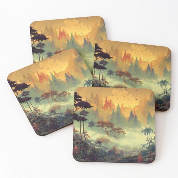 Item preview, Golden Mist Jungle Landscape designed and sold by LuminousFoundry.
