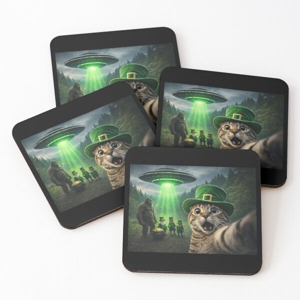 Item preview, Funny St Patrick’s Day Cat Selfie UFO Bigfoot Leprechaun designed and sold by Imaginarium Design.