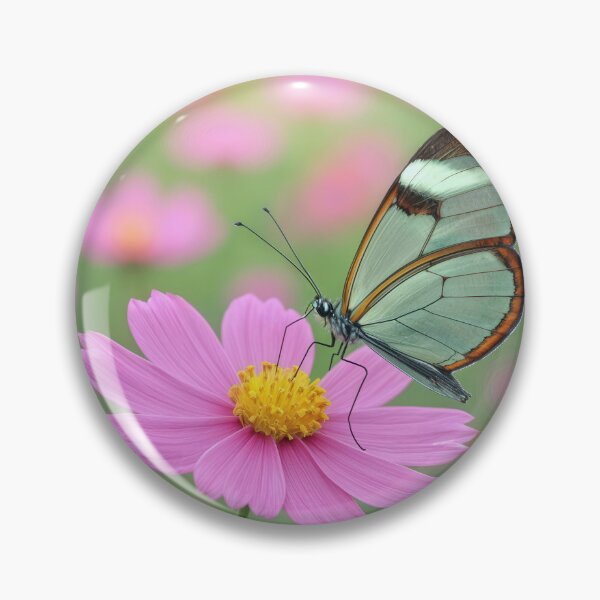 Item preview, Glasswing Butterfly on a Pink Cosmos Flower designed and sold by Maria Dryfhout.
