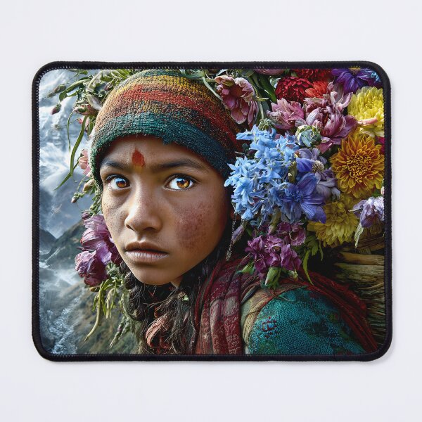 Item preview, Young Girl with Flowers Against a Mountain Backdrop designed and sold by Artessie.