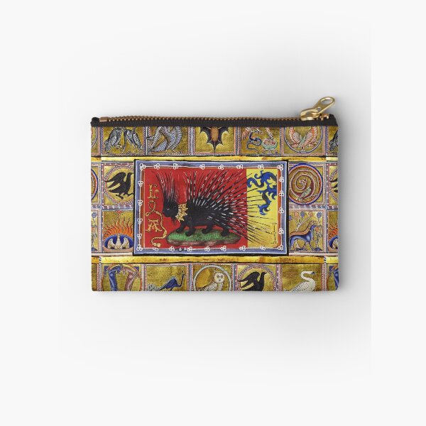 Item preview, MEDIEVAL BESTIARY, BLACK HEDGEHOG KING,FANTASTIC ANIMALS IN GOLD RED BLUE COLORS designed and sold by BulganLumini.