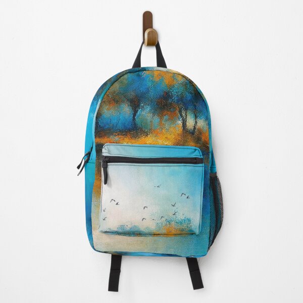Item preview, Blue and Orange Forest Reflections Landscape Art Print designed and sold by Joey Santiago.