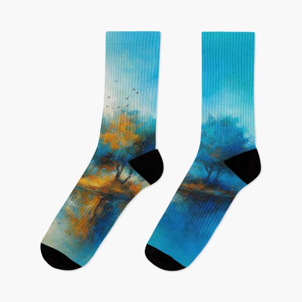 Item preview, Blue and Orange Forest Reflections Landscape Art Print designed and sold by Joey Santiago.