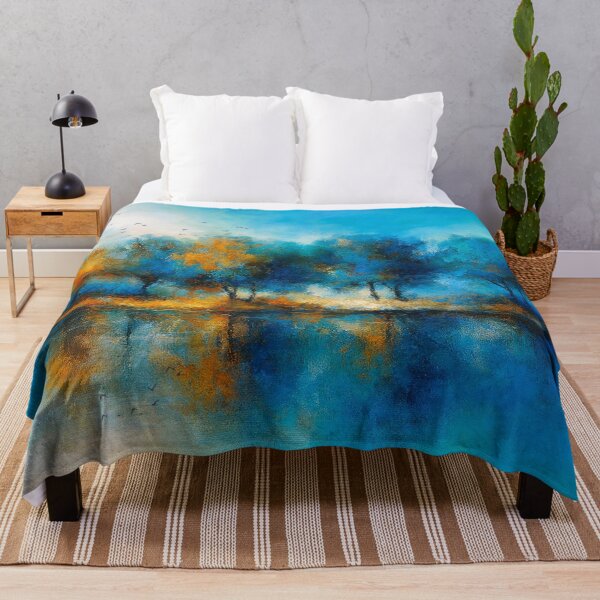 Item preview, Blue and Orange Forest Reflections Landscape Art Print designed and sold by Joey Santiago.