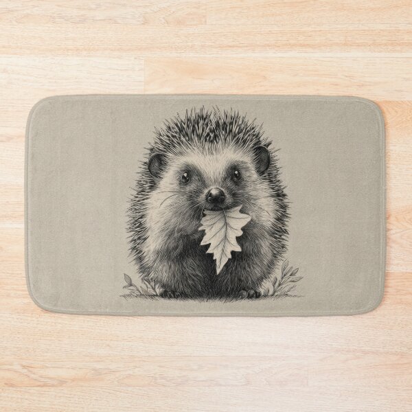 Item preview, Hedgehog carries a leaf in its mouth designed and sold by anytka.