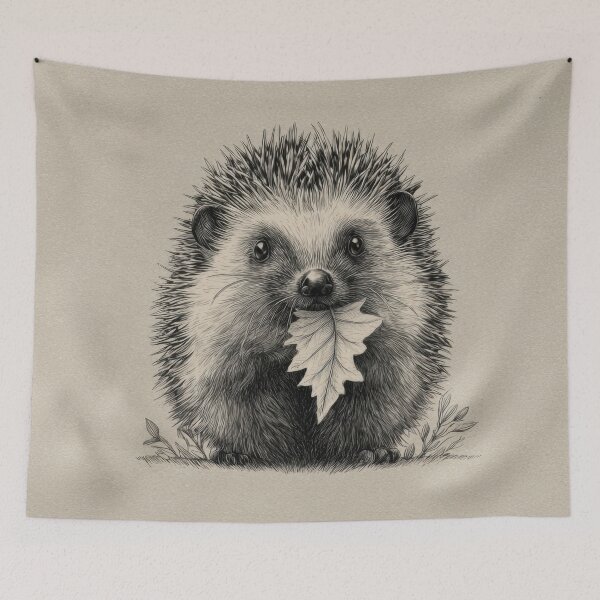 Item preview, Hedgehog carries a leaf in its mouth designed and sold by anytka.