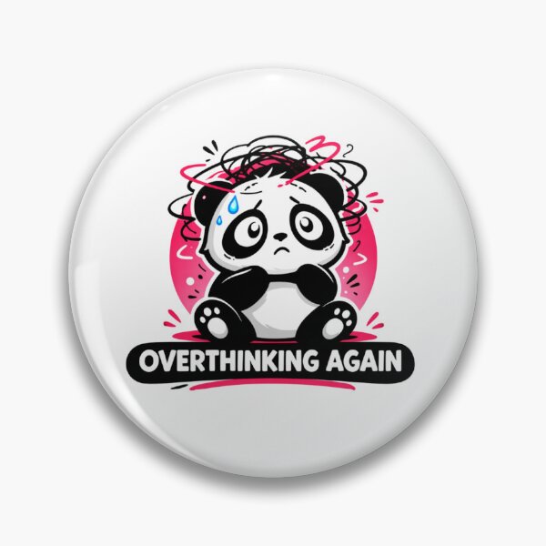 Item preview, Overthinking Again Panda – Funny Anxiety Meme Sticker designed and sold by snaperos.
