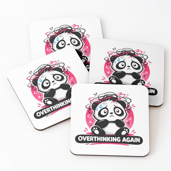 Item preview, Overthinking Again Panda – Funny Anxiety Meme Sticker designed and sold by snaperos.