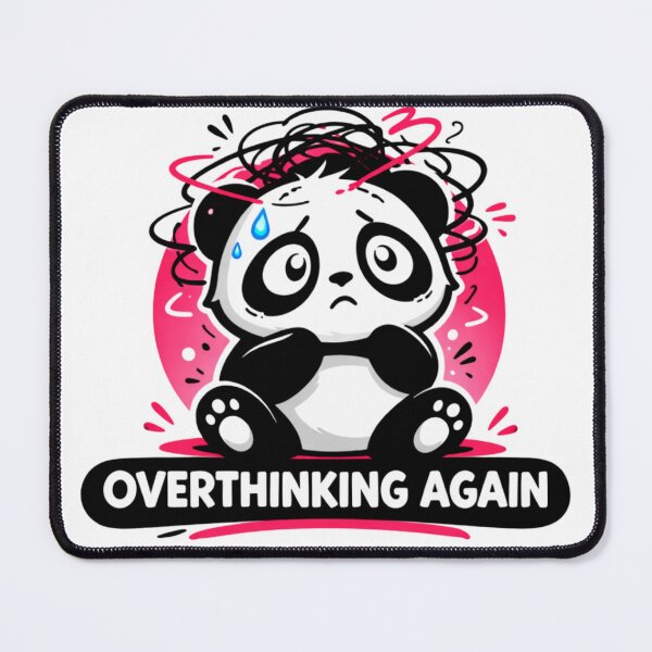 Item preview, Overthinking Again Panda – Funny Anxiety Meme Sticker designed and sold by snaperos.