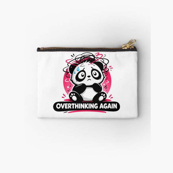 Item preview, Overthinking Again Panda – Funny Anxiety Meme Sticker designed and sold by snaperos.