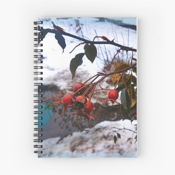 Item preview, Spring landscape of rose hips against the background of melting snow designed and sold by Enerjetal.