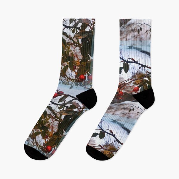 Item preview, Spring landscape of rose hips against the background of melting snow designed and sold by Enerjetal.