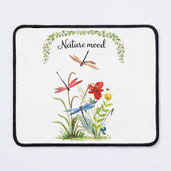 Item preview, Nature Mood - Vintage Watercolor Dragonfly and Wildflowers designed and sold by ArcticFoxStudio.