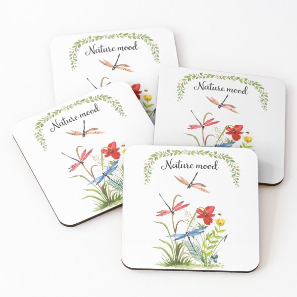 Item preview, Nature Mood - Vintage Watercolor Dragonfly and Wildflowers designed and sold by ArcticFoxStudio.