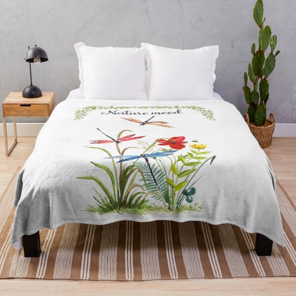 Item preview, Nature Mood - Vintage Watercolor Dragonfly and Wildflowers designed and sold by ArcticFoxStudio.