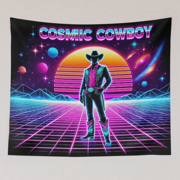 Item preview, Neon Retro Galaxy - Cosmic Cowboy designed and sold by Art-Arcade6.