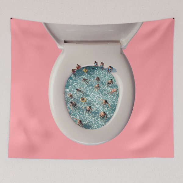 Item preview, Surreal Toilet Pool Absurd Humor Illustration designed and sold by Kunst&Kontrast.