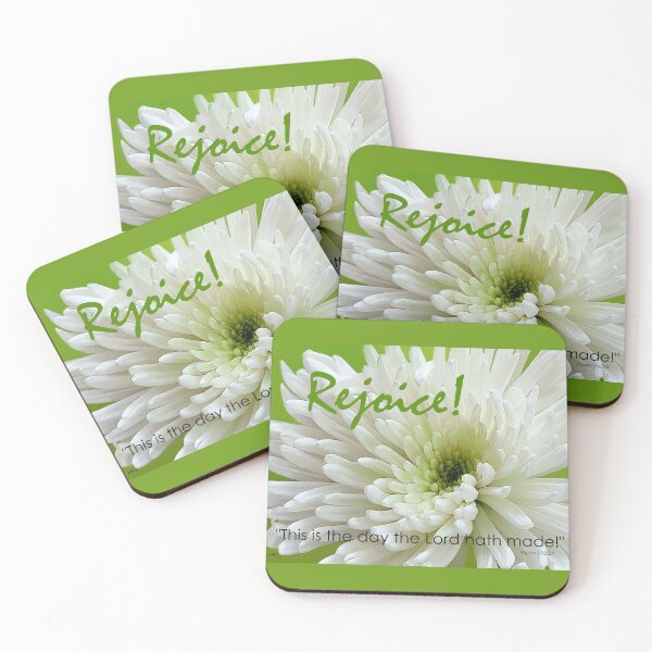 Item preview, REJOICE - Floral Art with Scripture in White and Green designed and sold by ABG Inspirational Art.