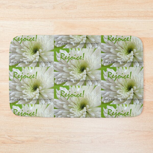 Item preview, REJOICE - Floral Art with Scripture in White and Green designed and sold by ABG Inspirational Art.