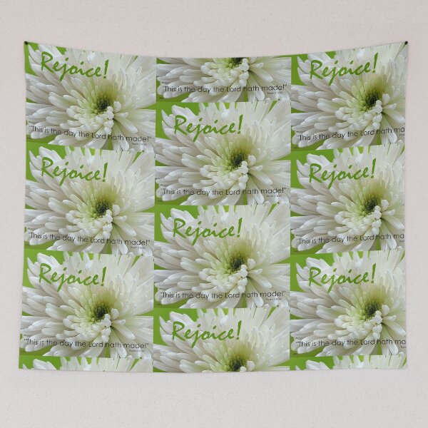 Item preview, REJOICE - Floral Art with Scripture in White and Green designed and sold by ABG Inspirational Art.