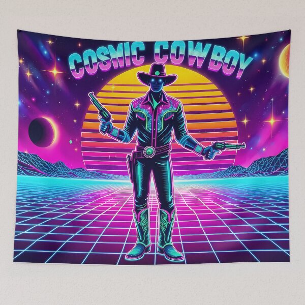 Item preview, Neon Retro Galaxy - Cosmic Cowboy designed and sold by Art-Arcade6.