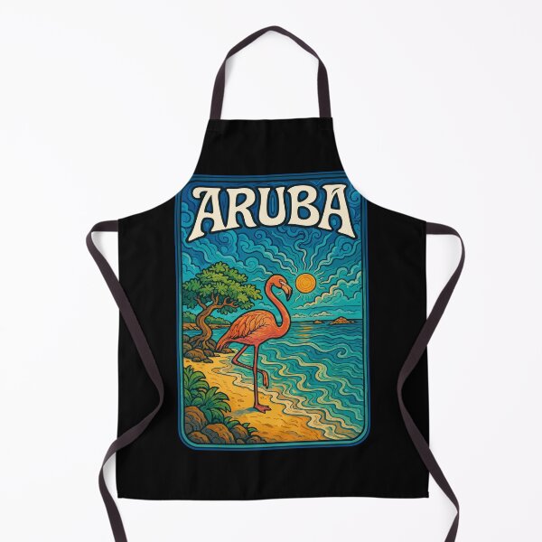 Item preview, Aruba Island Flamingo Retro Trippy Art Travel designed and sold by TomFrontierArt.