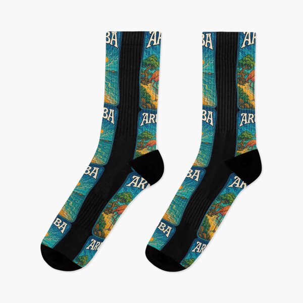 Item preview, Aruba Island Flamingo Retro Trippy Art Travel designed and sold by TomFrontierArt.