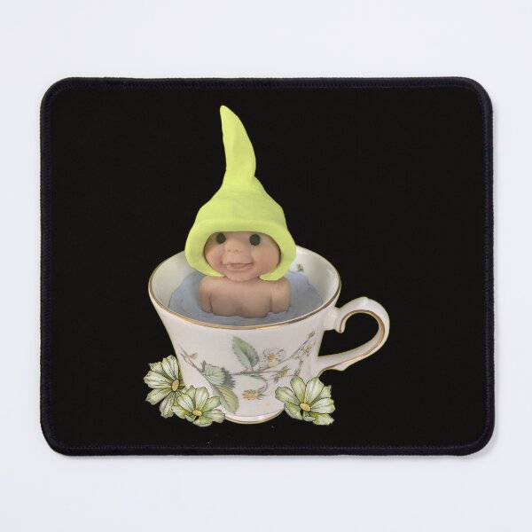 Item preview, Baby in Teacup, Elf Hat, Polymer Clay Sculpture designed and sold by JoyfulWhimsy.