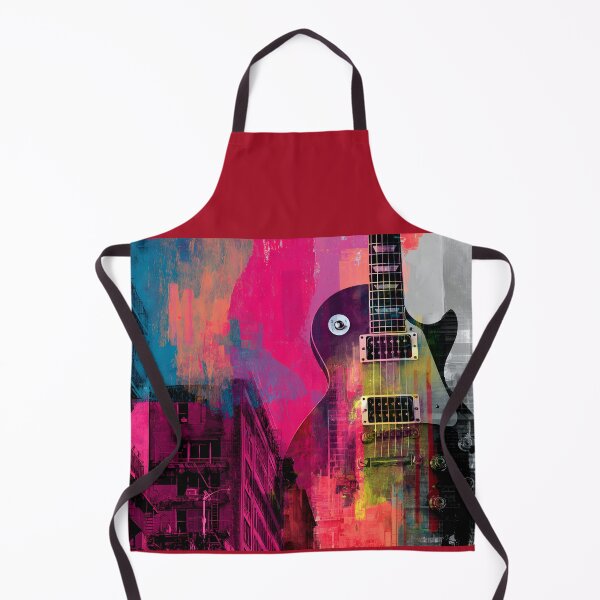 Item preview, Vibrant Electric Guitar Over Dynamic Urban Cityscape with Striking Architectural Colors designed and sold by OlfactoART Studio.