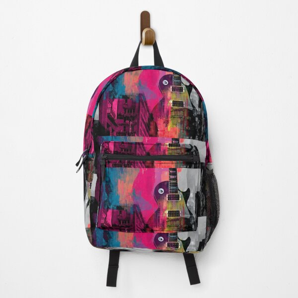 Item preview, Vibrant Electric Guitar Over Dynamic Urban Cityscape with Striking Architectural Colors designed and sold by OlfactoART Studio.