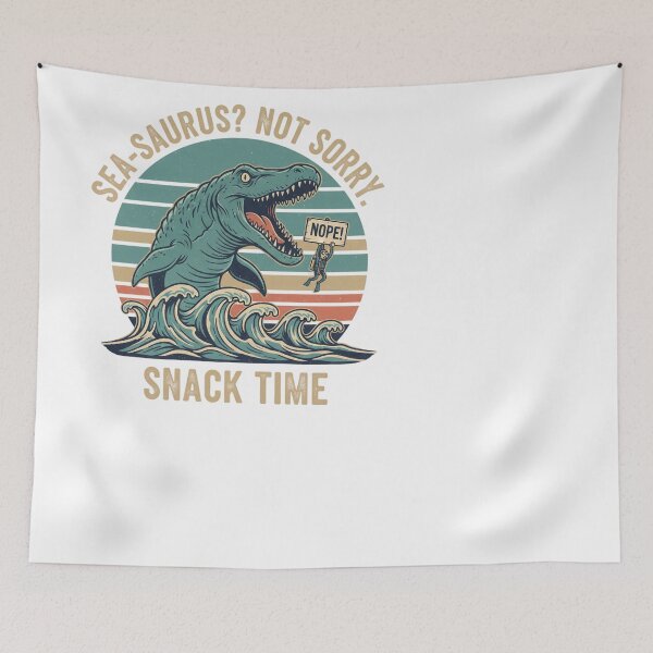 Item preview, Mosasaurus Sea Dinosaur Snack Time Retro Humor designed and sold by JMDesignHub.