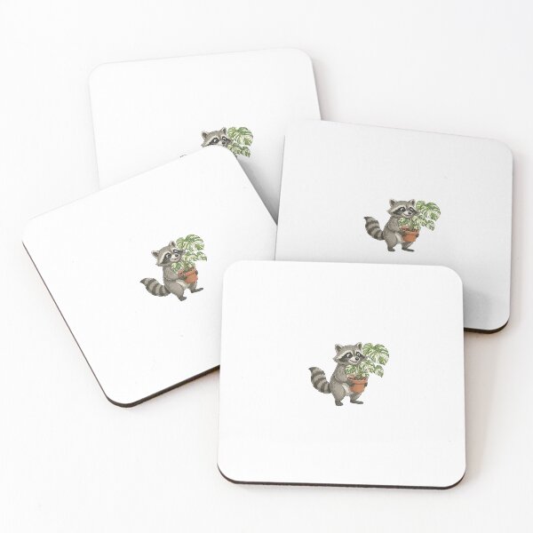Item preview, Raccoon with Monstera Variegata Plant designed and sold by plantsbyraccoon.