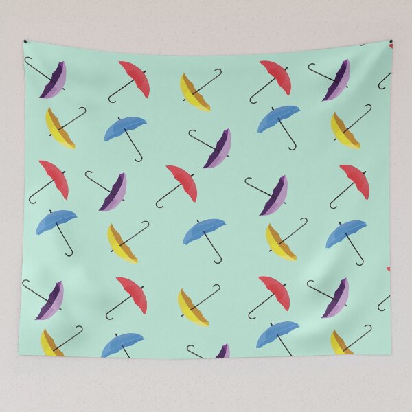 Item preview, Colorful Umbrella Pattern on Green Background designed and sold by Arturo Daniel Garcia Palomo.