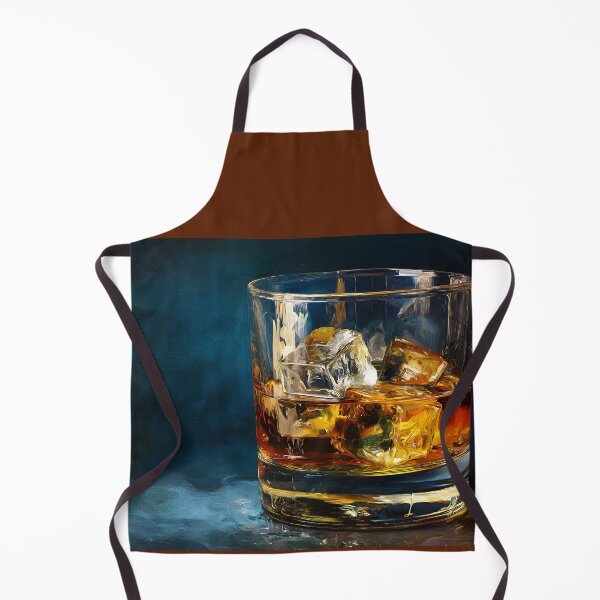 Item preview, Moody Close Up of Amber Whiskey Glass with Ice and Warm Light Reflections designed and sold by OlfactoART Studio.