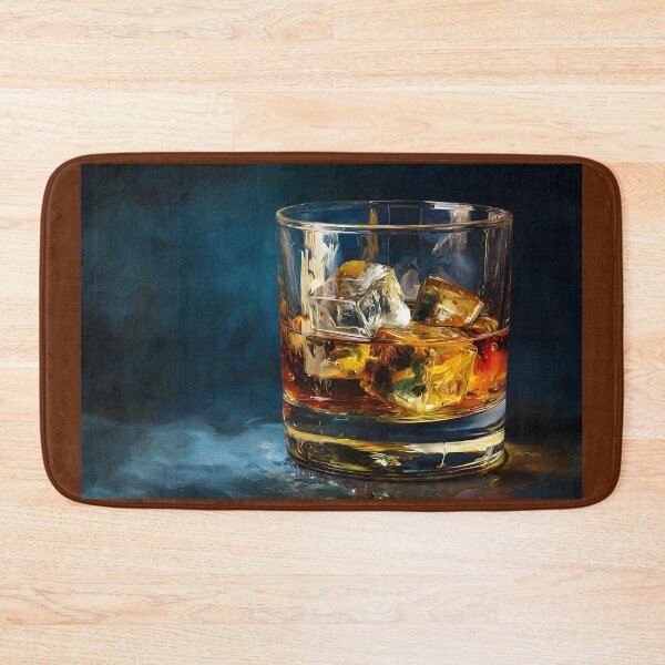 Item preview, Moody Close Up of Amber Whiskey Glass with Ice and Warm Light Reflections designed and sold by OlfactoART Studio.