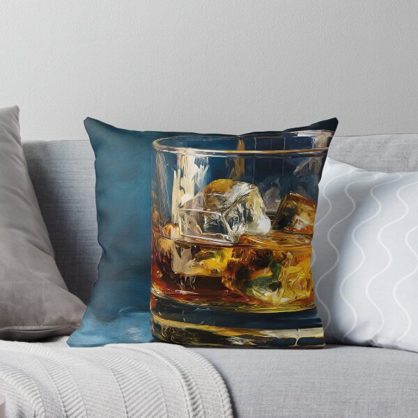 Item preview, Moody Close Up of Amber Whiskey Glass with Ice and Warm Light Reflections designed and sold by OlfactoART Studio.