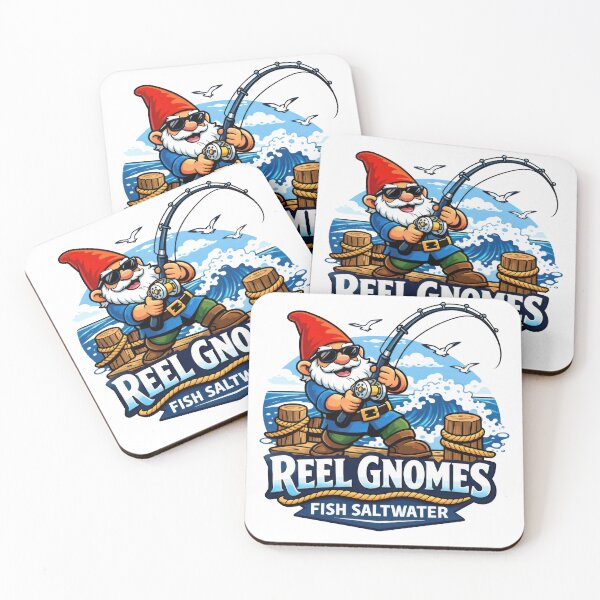 Item preview, Reel Gnomes Saltwater Fishing Cartoon Logo Design designed and sold by SaltyLinesOut.