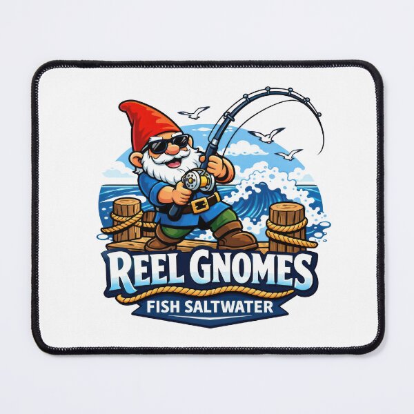 Item preview, Reel Gnomes Saltwater Fishing Cartoon Logo Design designed and sold by SaltyLinesOut.
