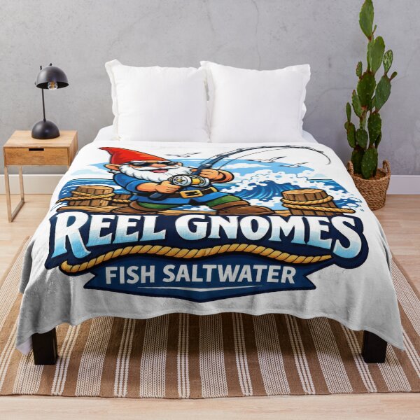 Item preview, Reel Gnomes Saltwater Fishing Cartoon Logo Design designed and sold by SaltyLinesOut.
