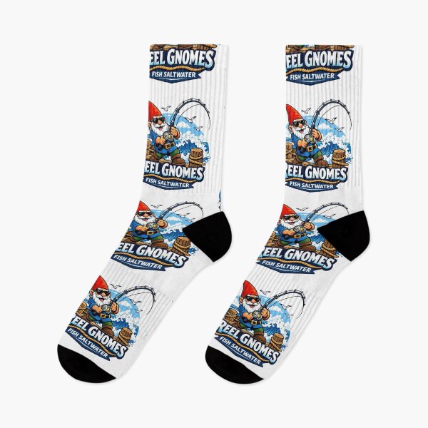 Item preview, Reel Gnomes Saltwater Fishing Cartoon Logo Design designed and sold by SaltyLinesOut.