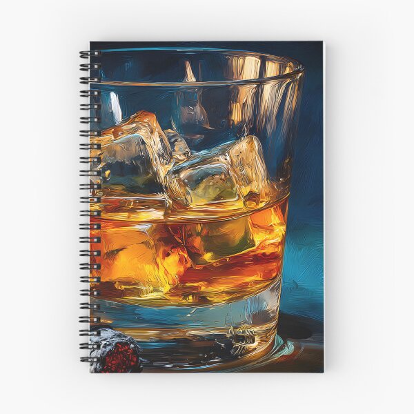 Item preview, Whiskey Glass with Ice and Cigar, A Refined Moment of Relaxation and Indulgence designed and sold by OlfactoART Studio.