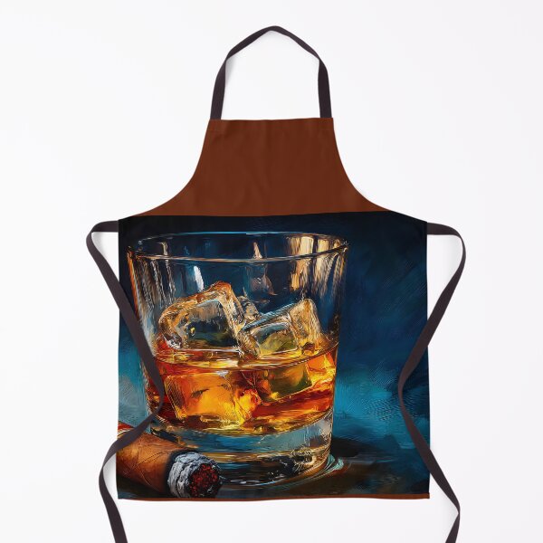 Item preview, Whiskey Glass with Ice and Cigar, A Refined Moment of Relaxation and Indulgence designed and sold by OlfactoART Studio.