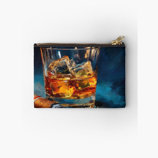Item preview, Whiskey Glass with Ice and Cigar, A Refined Moment of Relaxation and Indulgence designed and sold by OlfactoART Studio.