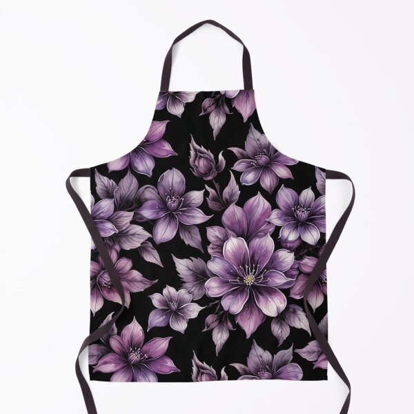 Item preview, Midnight Violet Floral Pattern on Black designed and sold by Fabricbella.
