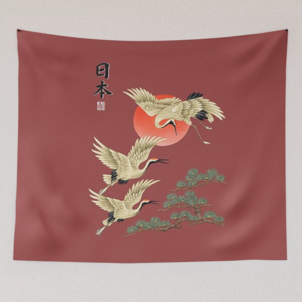 Item preview, Cranes Japanese trees art. designed and sold by Natart1004.